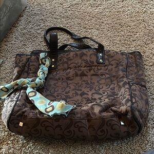 Thirty-One Brown and Black Tote with Textured Design